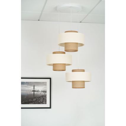 Brilagi - Loftlampe på kabel DALLAS 3xE27/15W/230V brun/krem/hvid