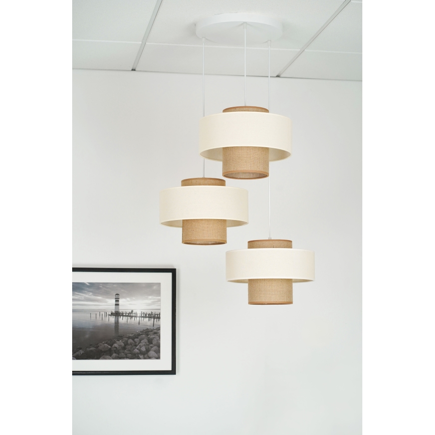 Brilagi - Loftlampe på kabel DALLAS 3xE27/15W/230V brun/krem/hvid
