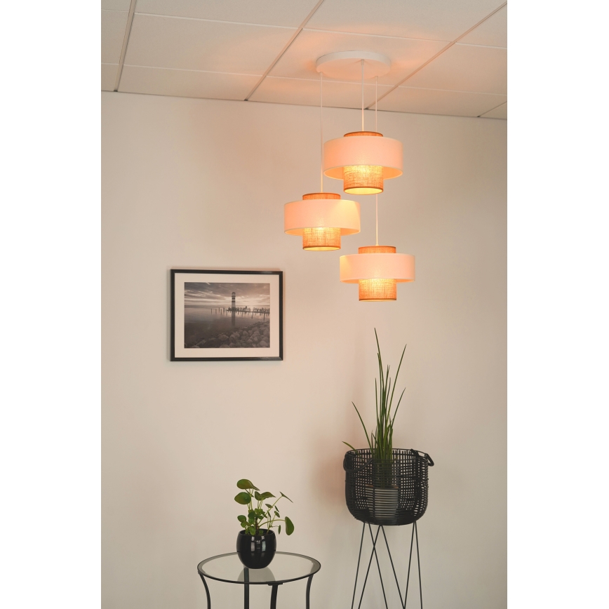 Brilagi - Loftlampe på kabel DALLAS 3xE27/15W/230V brun/krem/hvid