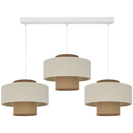 Brilagi - Loftlampe på kabel DALLAS 3xE27/15W/230V brun/krem/hvid