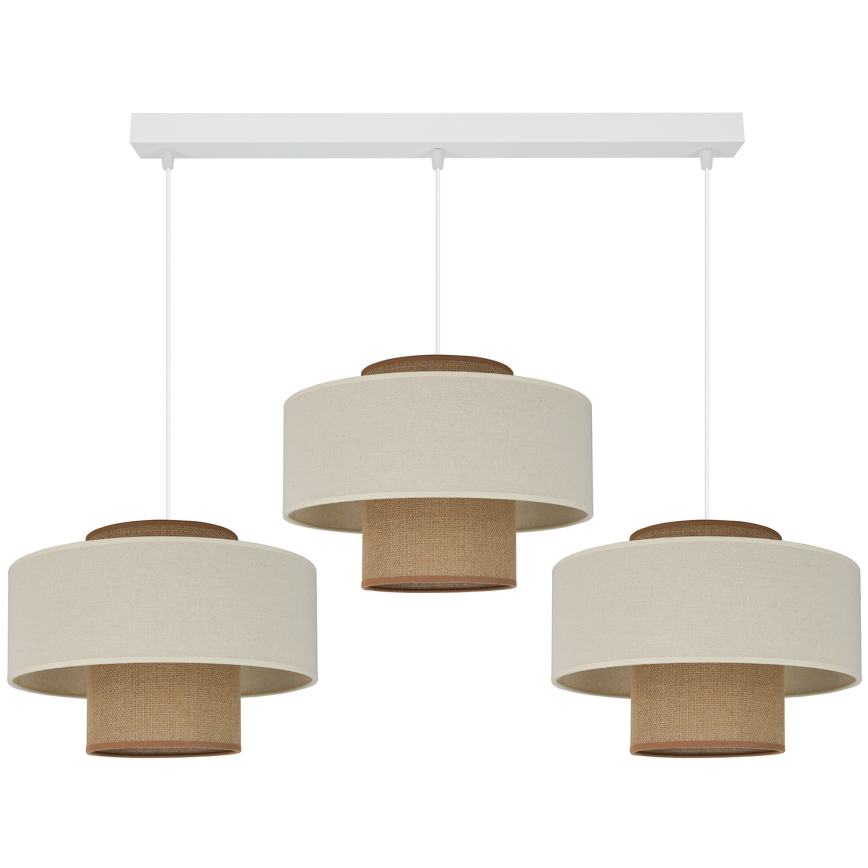 Brilagi - Loftlampe på kabel DALLAS 3xE27/15W/230V brun/krem/hvid