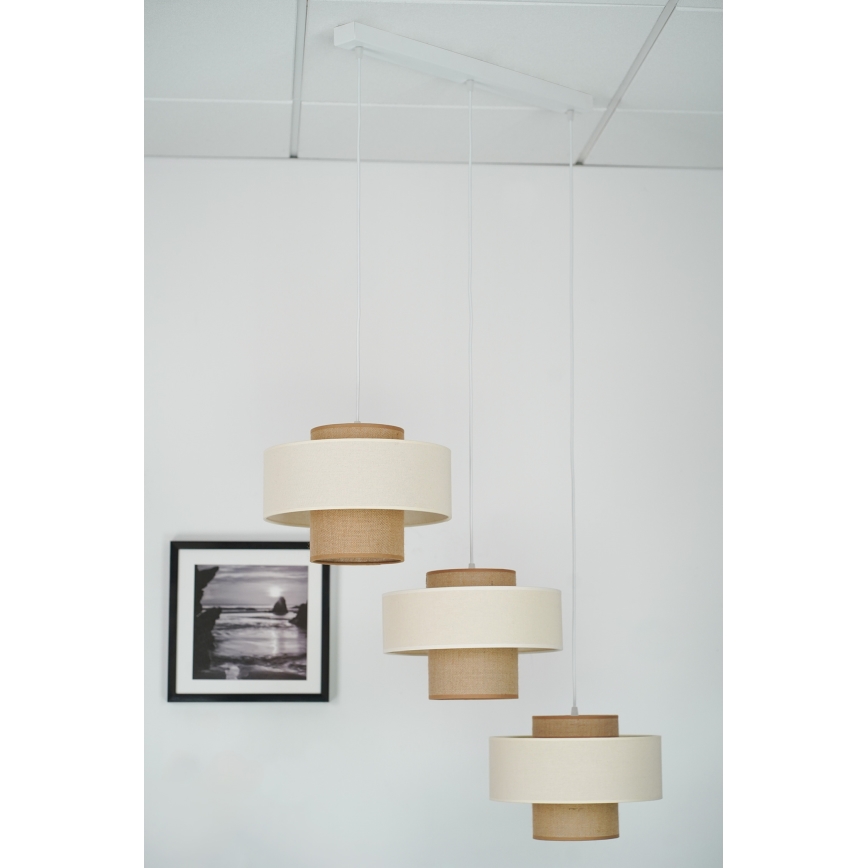 Brilagi - Loftlampe på kabel DALLAS 3xE27/15W/230V brun/krem/hvid