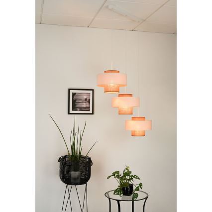 Brilagi - Loftlampe på kabel DALLAS 3xE27/15W/230V brun/krem/hvid