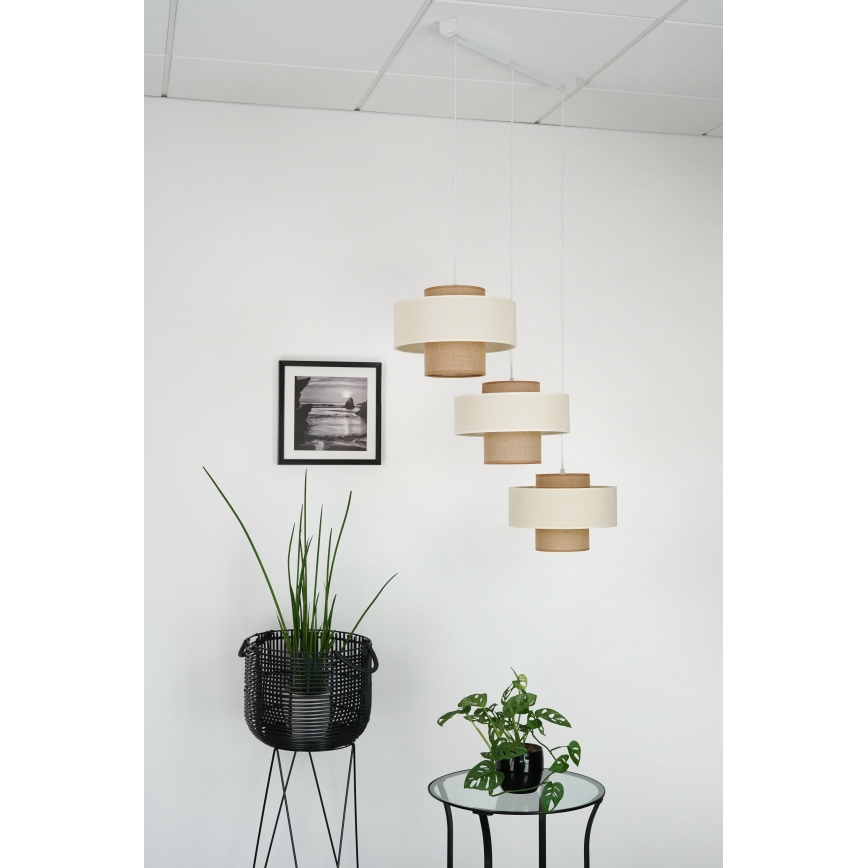 Brilagi - Loftlampe på kabel DALLAS 3xE27/15W/230V brun/krem/hvid