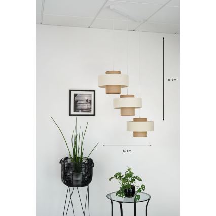 Brilagi - Loftlampe på kabel DALLAS 3xE27/15W/230V brun/krem/hvid