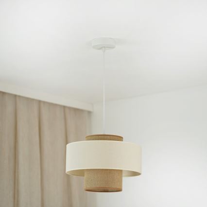 Brilagi - Loftlampe på kabel DALLAS 1xE27/15W/230V Ø 30 cm brun/krem/hvid