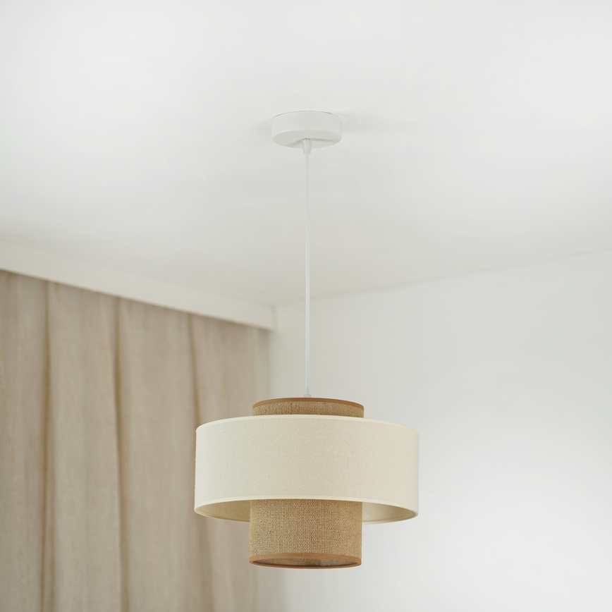 Brilagi - Loftlampe på kabel DALLAS 1xE27/15W/230V Ø 30 cm brun/krem/hvid