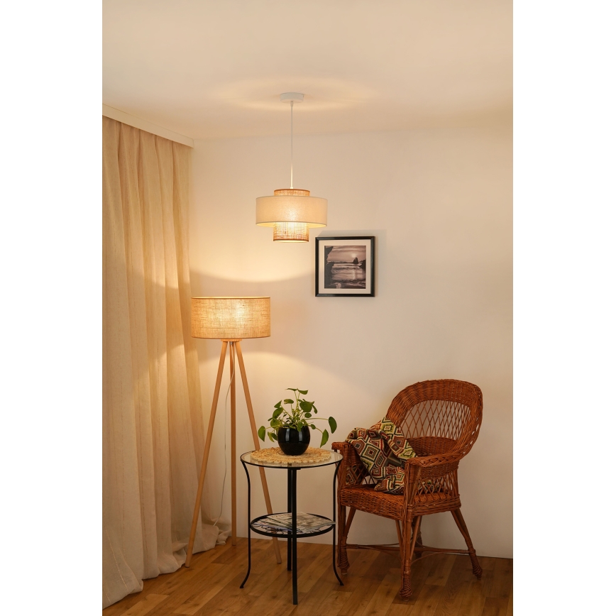 Brilagi - Loftlampe på kabel DALLAS 1xE27/15W/230V Ø 30 cm brun/krem/hvid