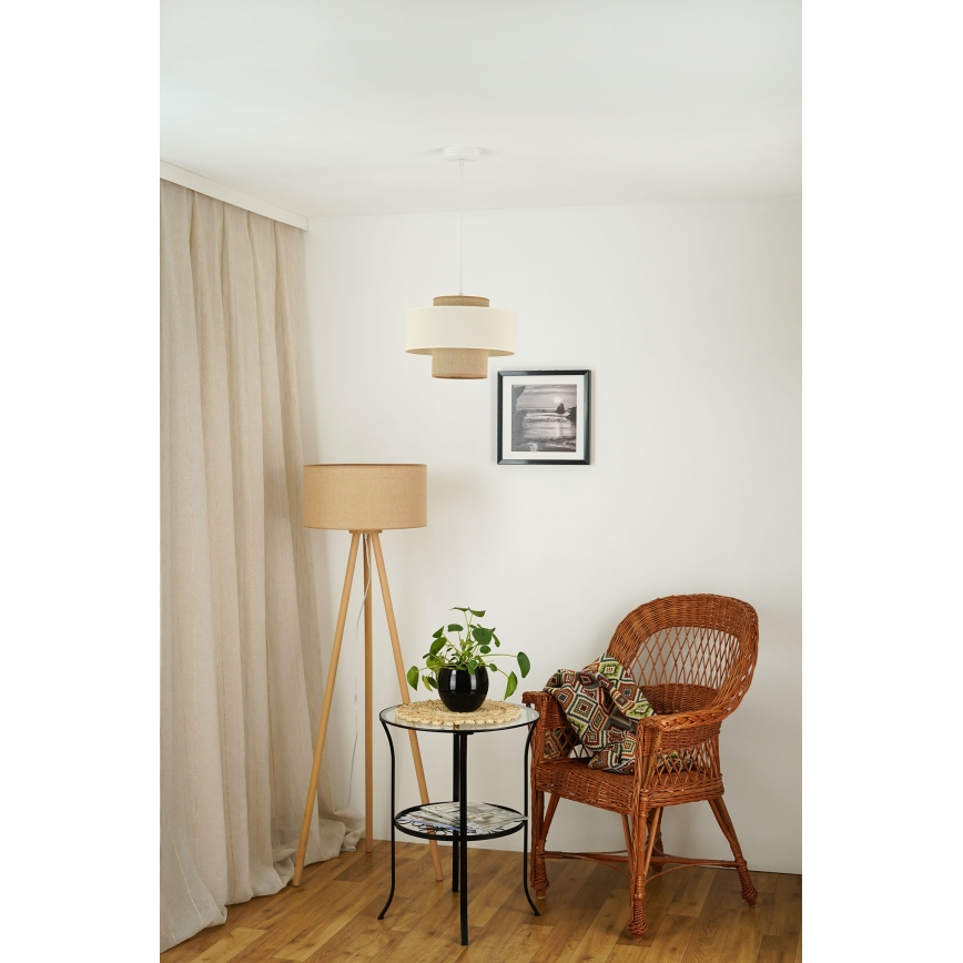 Brilagi - Loftlampe på kabel DALLAS 1xE27/15W/230V Ø 30 cm brun/krem/hvid
