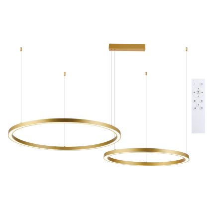 Brilagi - Dæmpbar LED-pendel på wire PORTOFINO LED/98W/230V 3000-6000K guld + fjernbetjening