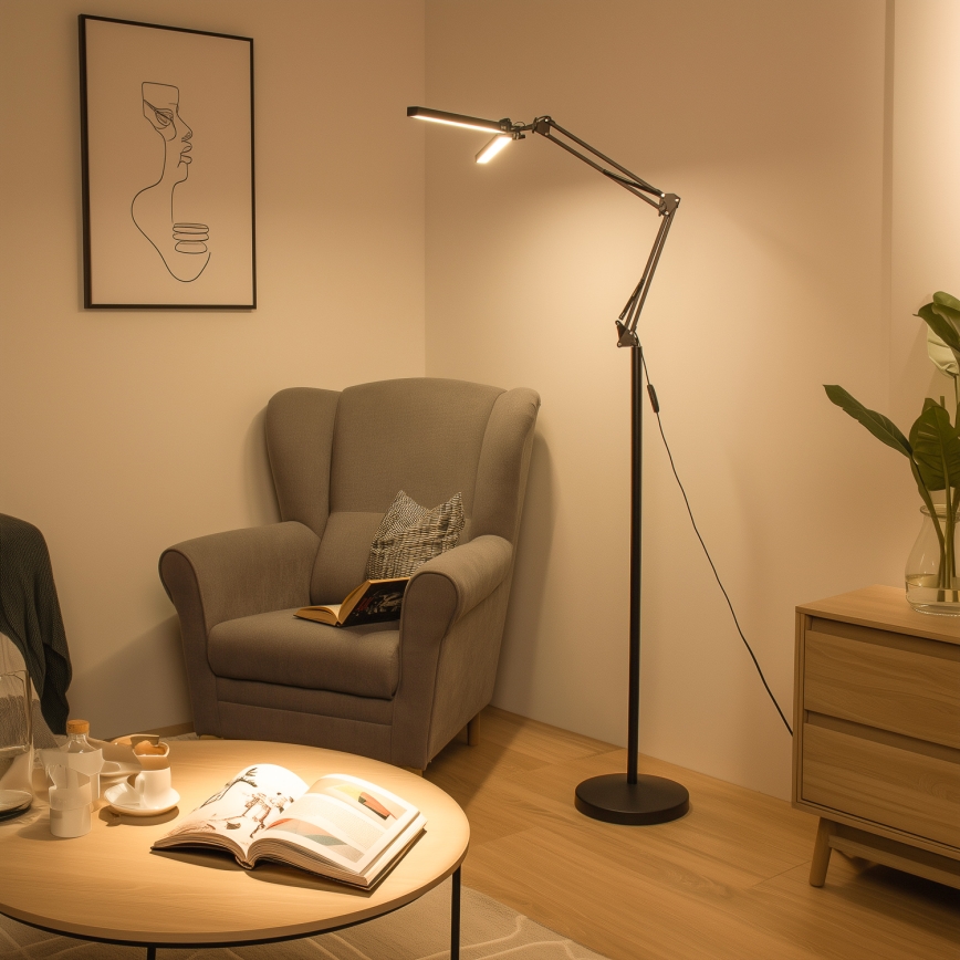 Brilagi - LED dæmpbar fleksibel gulvlampe VARIO LED/14W/230V 3000-6000K 157 cm sort