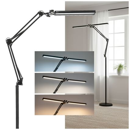 Brilagi - LED dæmpbar fleksibel gulvlampe VARIO LED/14W/230V 3000-6000K 157 cm sort