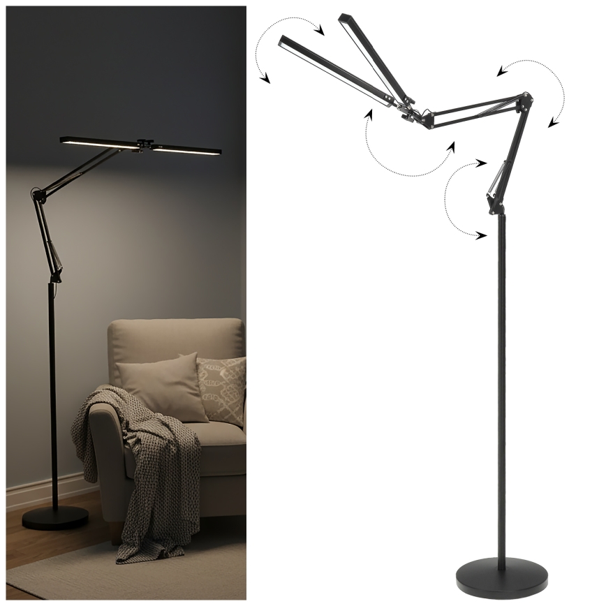 Brilagi - LED dæmpbar fleksibel gulvlampe VARIO LED/14W/230V 3000-6000K 157 cm sort