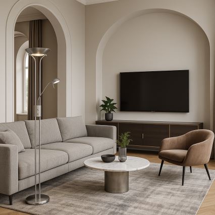 Brilagi - Dæmpbar gulvlampe SCARLETT 1xR7s/230W/230V + 1xG9/40W mat krom