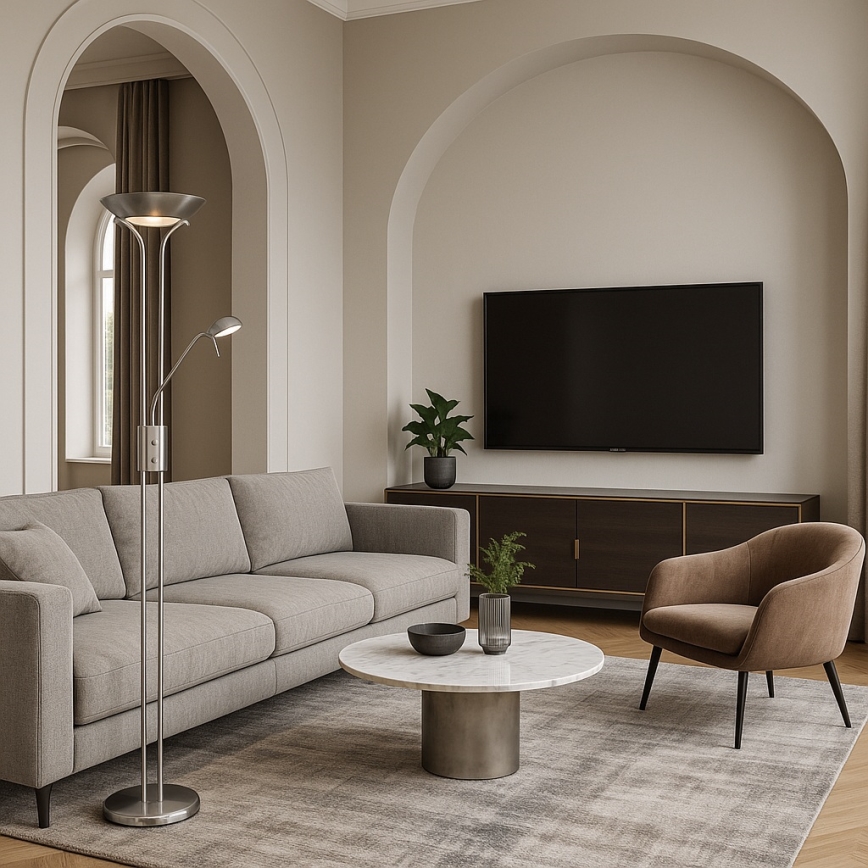 Brilagi - Dæmpbar gulvlampe SCARLETT 1xR7s/230W/230V + 1xG9/40W mat krom