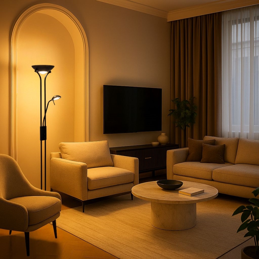 Brilagi - Dæmpbar gulvlampe SCARLETT 1xR7s/230W/230V + 1xG9/40W sort