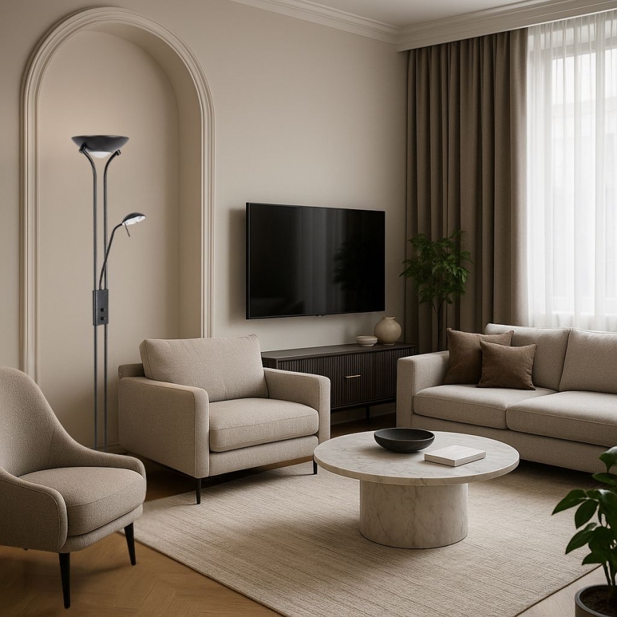 Brilagi - Dæmpbar gulvlampe SCARLETT 1xR7s/230W/230V + 1xG9/40W sort