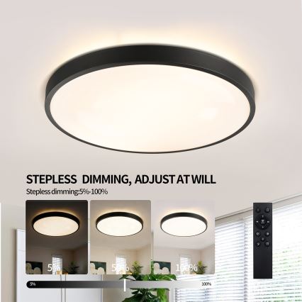 Brilagi - LED-dæmpbar loftlampe GLASS POOL DOUBLE LED/60W/230V 3000-6000K 50 cm sort + fjernbetjening