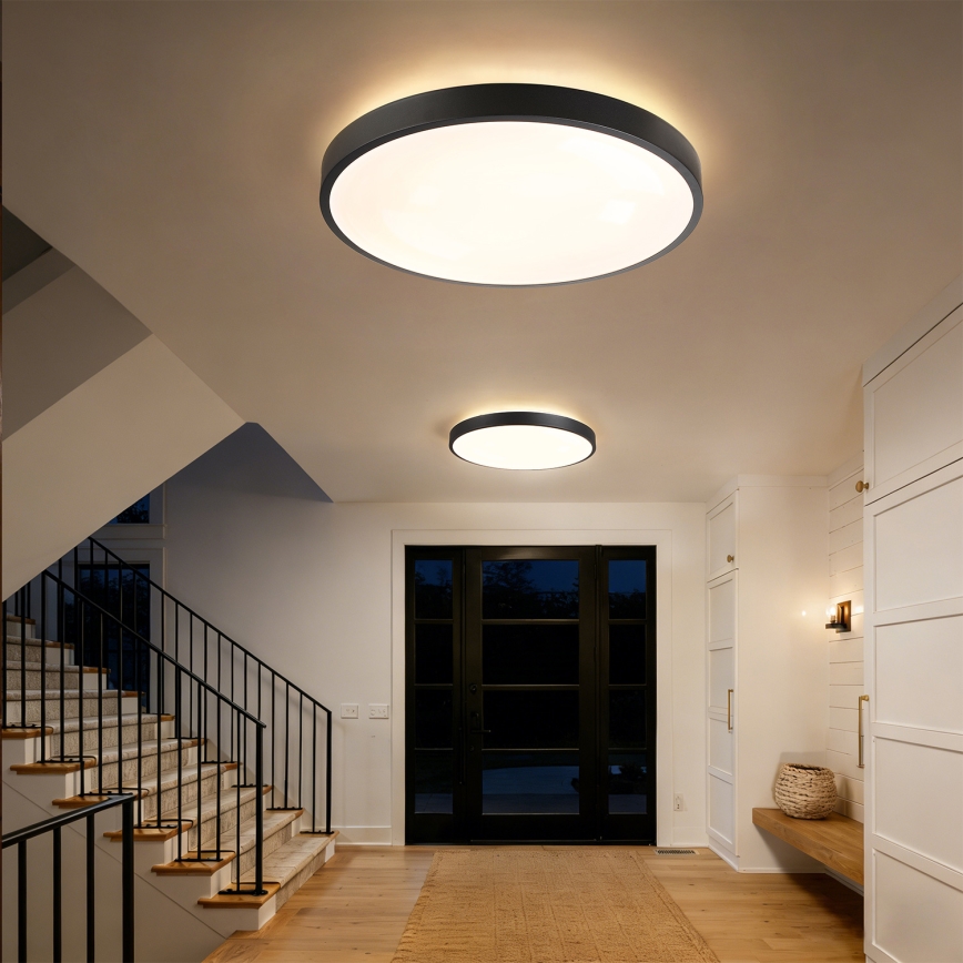 Brilagi - dæmpbar LED-loftlampe GLASS POOL DOUBLE LED/80W/230V 3000-6000K 60 cm sort + fjernbetjening