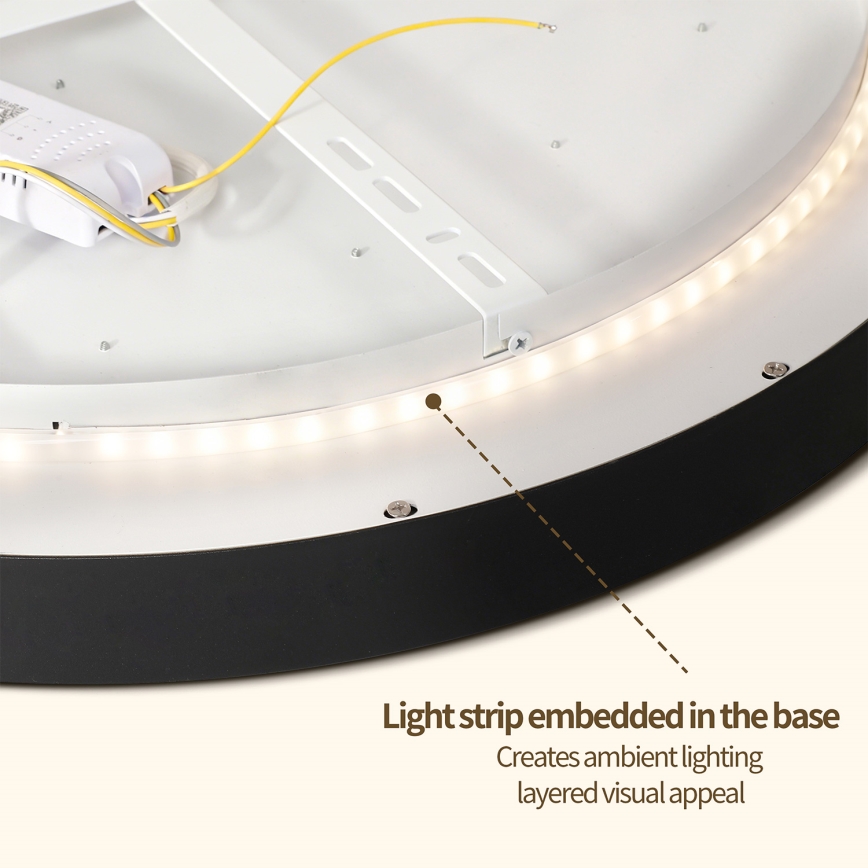 Brilagi - dæmpbar LED-loftlampe GLASS POOL DOUBLE LED/80W/230V 3000-6000K 60 cm sort + fjernbetjening