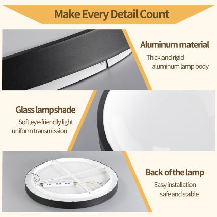 Brilagi - dæmpbar LED-loftlampe GLASS POOL DOUBLE LED/80W/230V 3000-6000K 60 cm sort + fjernbetjening