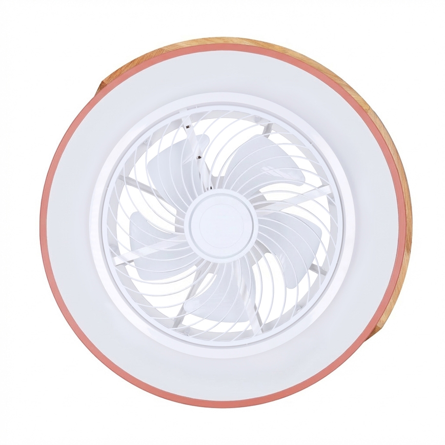 Brilagi - Dæmpbar LED-loftlampe med ventilator LED/38W/230V 3000-6500K Ø 50 cm rosa/eg + fjernbetjening