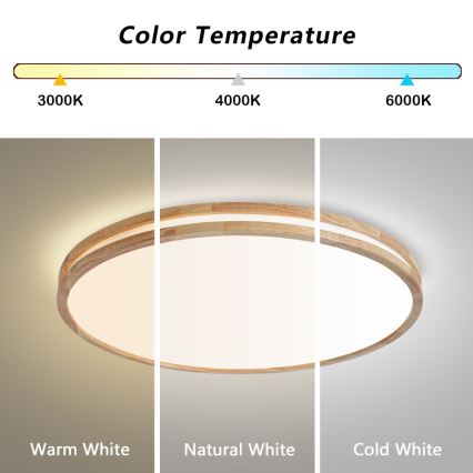 Brilagi - Dæmpbar LED-loftlampe MOLINA LED/100W/230V 3000-6000K egetræ Ø 80 cm + fjernbetjening