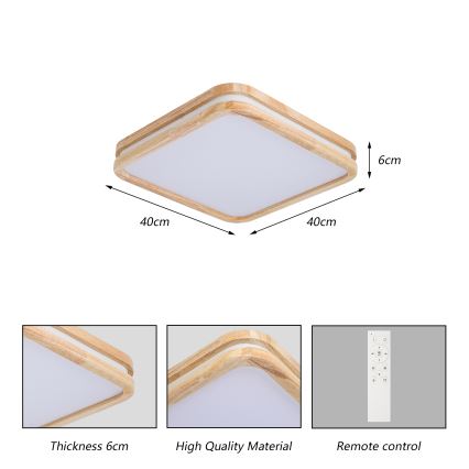 Brilagi - Dæmpbar LED-loftlampe MOLINA SQUARE LED/48W/230V 3000-6000K eg 40x40 cm + fjernbetjening