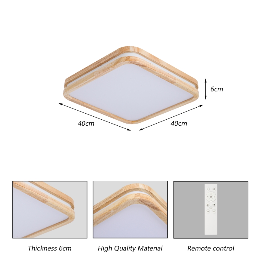 Brilagi - Dæmpbar LED-loftlampe MOLINA SQUARE LED/48W/230V 3000-6000K eg 40x40 cm + fjernbetjening