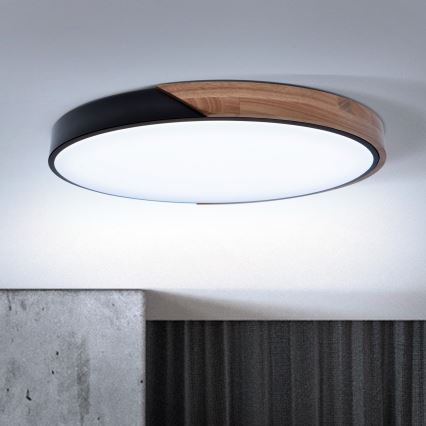 Brilagi - Dæmpbar LED-loftlampe PILANA LED/60W/230V 3000-6500K eg/sort Ø 60 cm + fjernbetjening