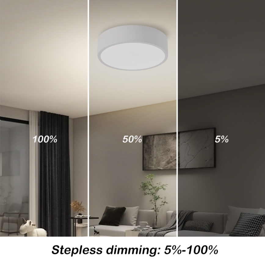 Brilagi - LED dæmpbar loftlampe POOL LED/18W/230V 3000-6000K 20 cm hvid + fjernbetjening