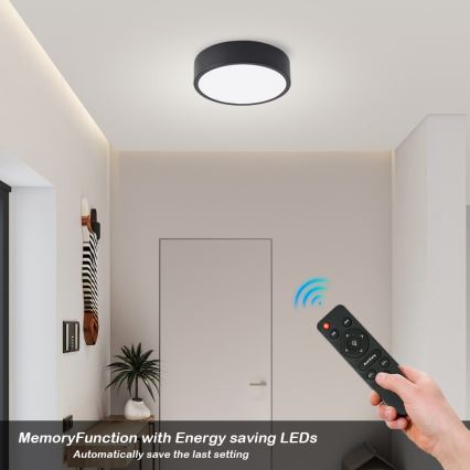 Brilagi - Dæmpbar LED-loftlampe POOL LED/18W/230V 3000-6000K 20 cm sort + fjernbetjening