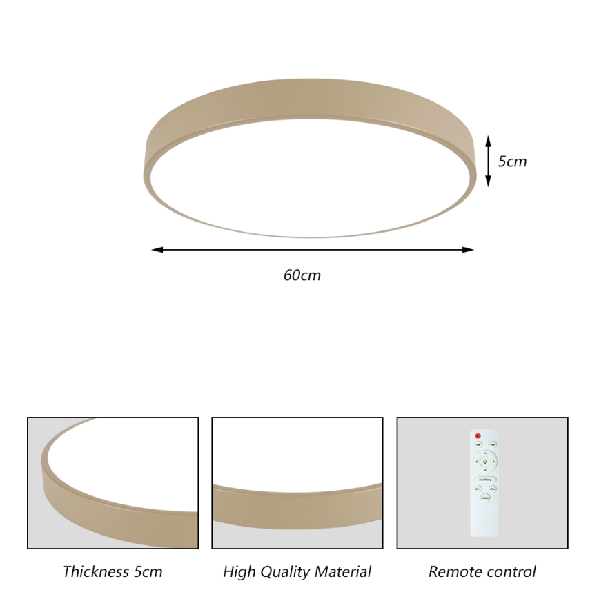 Brilagi - LED dæmpbar loftlampe POOL LED/60W/230V 3000-6000K Ø 60 cm beige + fjernbetjening