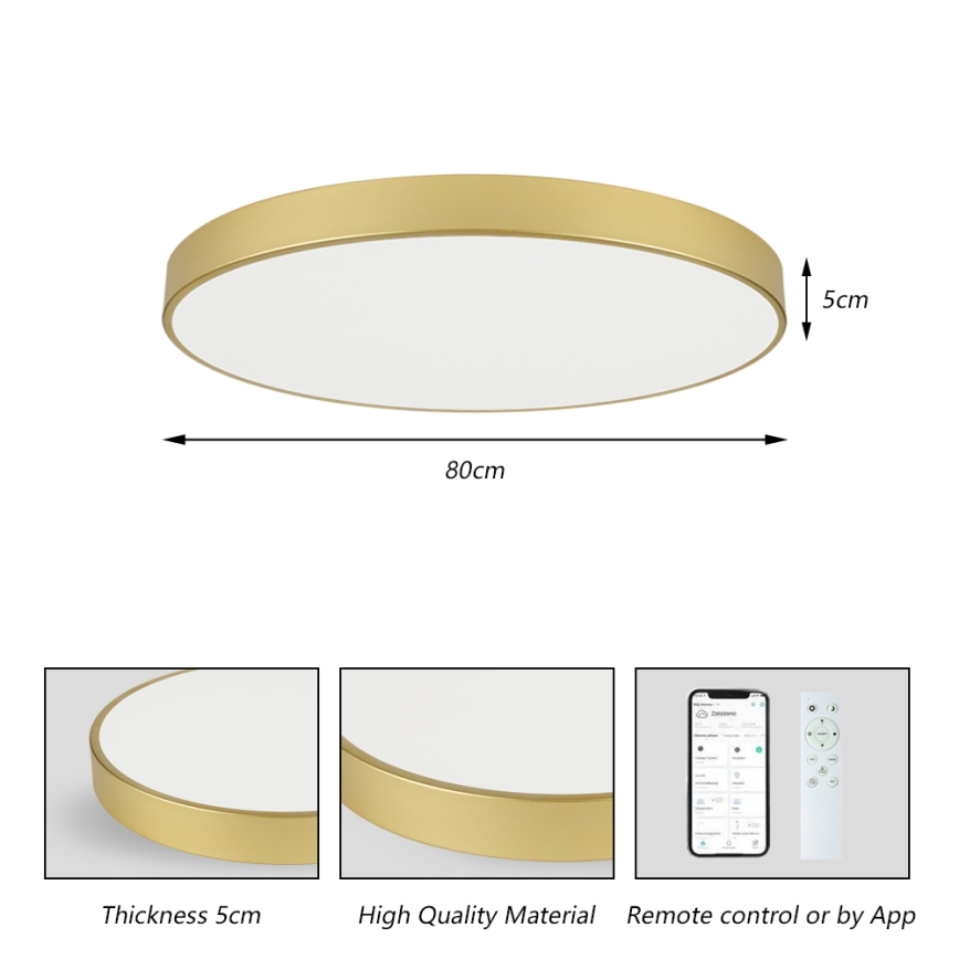 Brilagi - Dæmpbar LED-loftlampe POOL SMART LED/100W/230V 3000-6000K 80 cm guld Wi-Fi Tuya + fjernbetjening