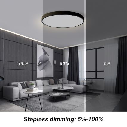 Brilagi - Dæmpbar LED-loftlampe POOL SMART LED/100W/230V 3000-6000K Ø 80 cm Wi-Fi Tuya sort + fjernbetjening