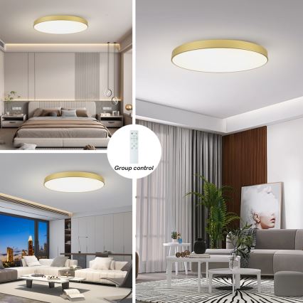 Brilagi - LED dæmpbar loftlampe POOL SMART LED/128W/230V 3000-6000K 100 cm guldfarvet Wi-Fi Tuya + fjernbetjening