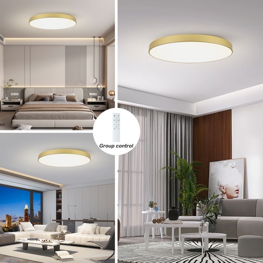 Brilagi - LED dæmpbar loftlampe POOL SMART LED/128W/230V 3000-6000K 100 cm guldfarvet Wi-Fi Tuya + fjernbetjening