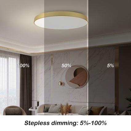 Brilagi - LED dæmpbar loftlampe POOL SMART LED/128W/230V 3000-6000K 100 cm guldfarvet Wi-Fi Tuya + fjernbetjening