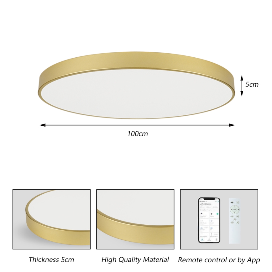 Brilagi - LED dæmpbar loftlampe POOL SMART LED/128W/230V 3000-6000K 100 cm guldfarvet Wi-Fi Tuya + fjernbetjening