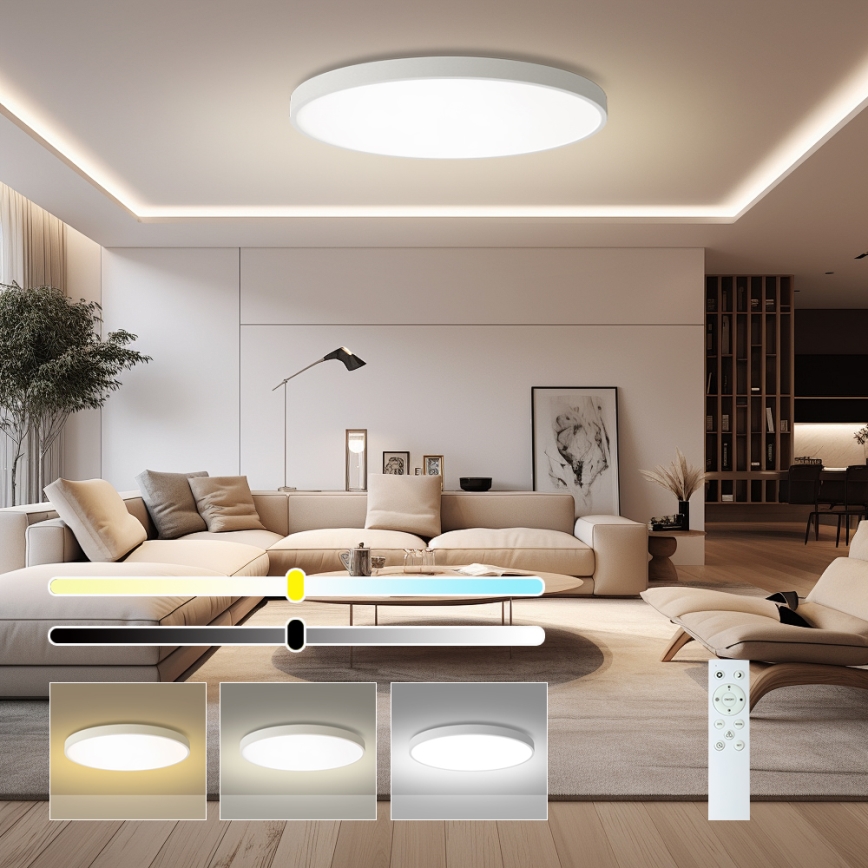Brilagi - Dæmpbar LED-loftlampe POOL SMART LED/128W/230V 3000–6000K Ø 100 cm Wi-Fi Tuya hvid + fjernbetjening