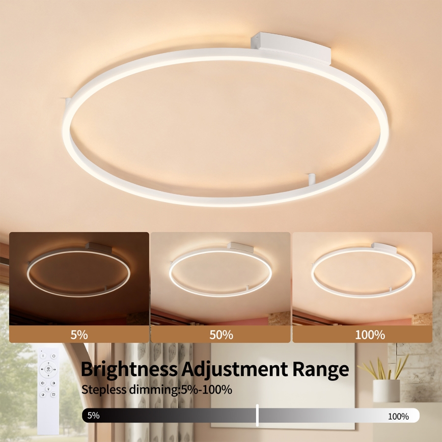 Brilagi - LED-dæmpbar loftlampe PORTOFINO LED/60W/230V 3000-6000K Ø 80 cm hvid + fjernbetjening