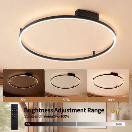 Brilagi - Dæmpbar LED-loftlampe PORTOFINO LED/60W/230V 3000-6000K Ø 80 cm sort + fjernbetjening