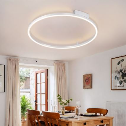Brilagi - Dæmpbar LED-loftlampe PORTOFINO, 60 W, 230 V, 3000-6000 K, Ø 80 cm, sølv + fjernbetjening