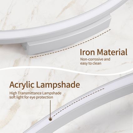 Brilagi - Dæmpbar LED-loftlampe PORTOFINO, 60 W, 230 V, 3000-6000 K, Ø 80 cm, sølv + fjernbetjening