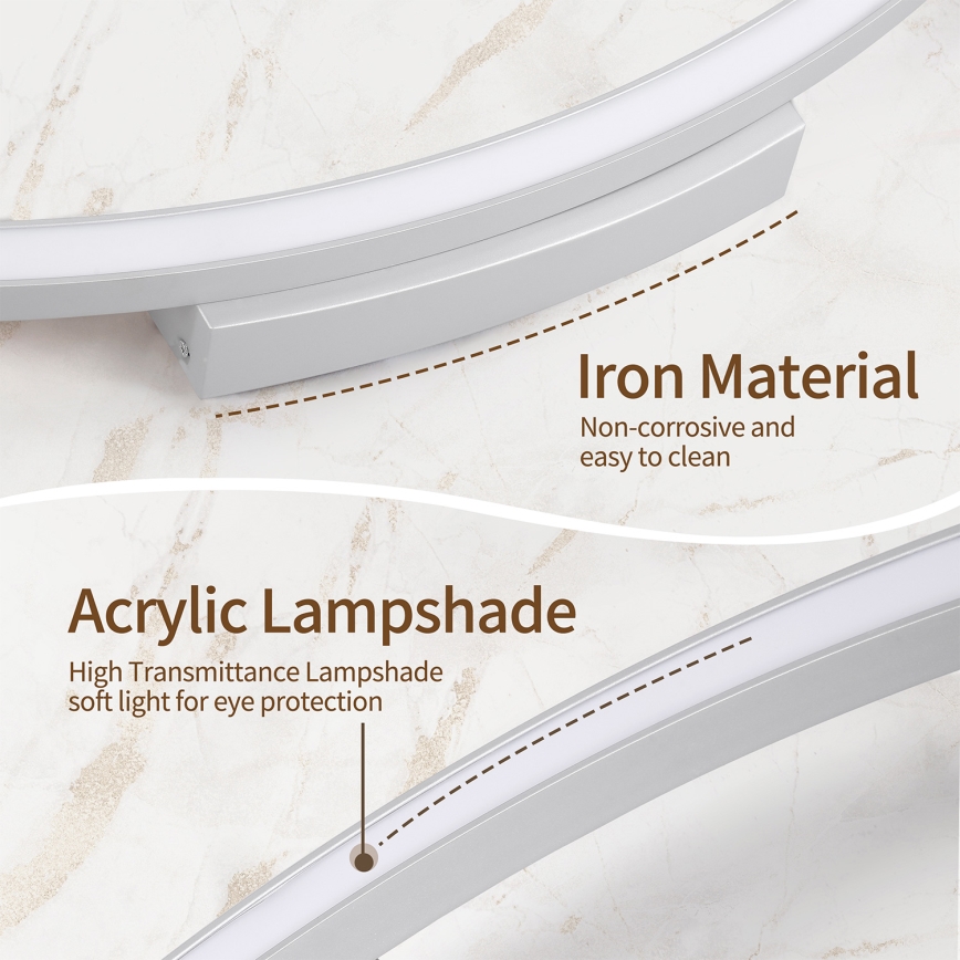 Brilagi - Dæmpbar LED-loftlampe PORTOFINO, 60 W, 230 V, 3000-6000 K, Ø 80 cm, sølv + fjernbetjening