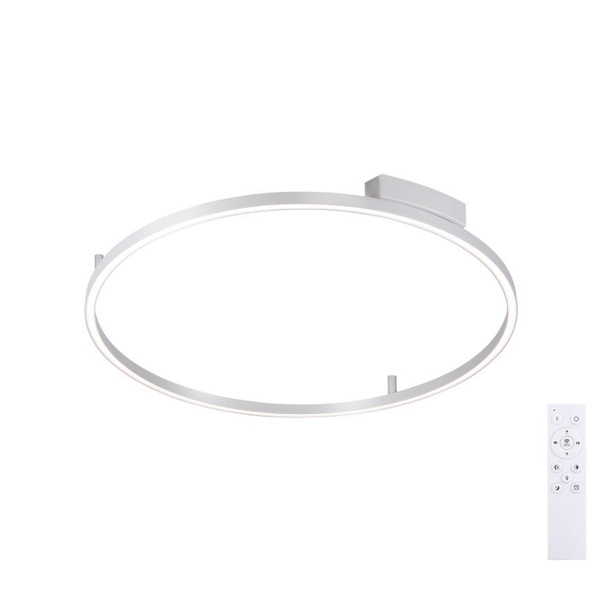 Brilagi - Dæmpbar LED-loftlampe PORTOFINO, 60 W, 230 V, 3000-6000 K, Ø 80 cm, sølv + fjernbetjening