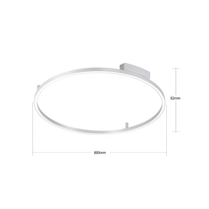 Brilagi - Dæmpbar LED-loftlampe PORTOFINO, 60 W, 230 V, 3000-6000 K, Ø 80 cm, sølv + fjernbetjening