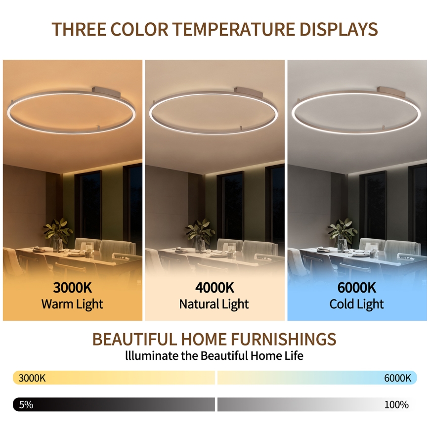 Brilagi - Dæmpbar LED-loftlampe PORTOFINO LED/85W/230V 3000-6000K pr. 120 cm beige + fjernbetjening