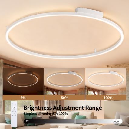Brilagi - LED-dæmpbar loftlampe PORTOFINO LED/85W/230V 3000-6000K Ø 120 cm hvid + fjernbetjening