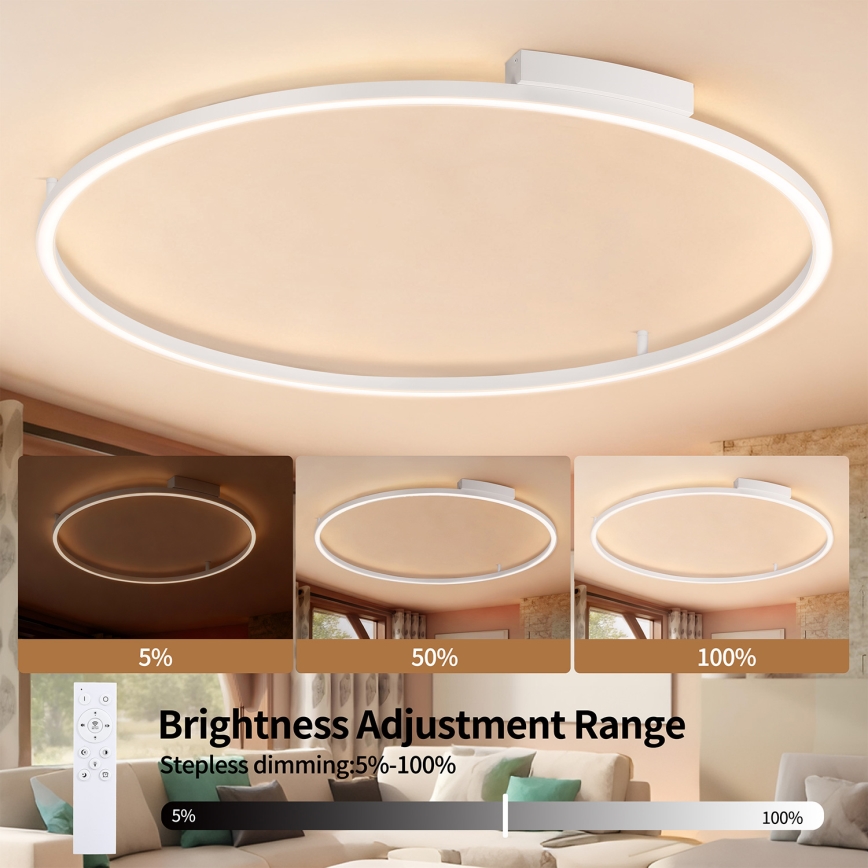 Brilagi - LED-dæmpbar loftlampe PORTOFINO LED/85W/230V 3000-6000K Ø 120 cm hvid + fjernbetjening